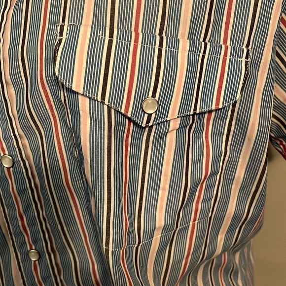 Panhandle Slim Western Pearl Snap Button Striped Short Sleeve Shirt Mens Size 16 - Picture 2 of 7